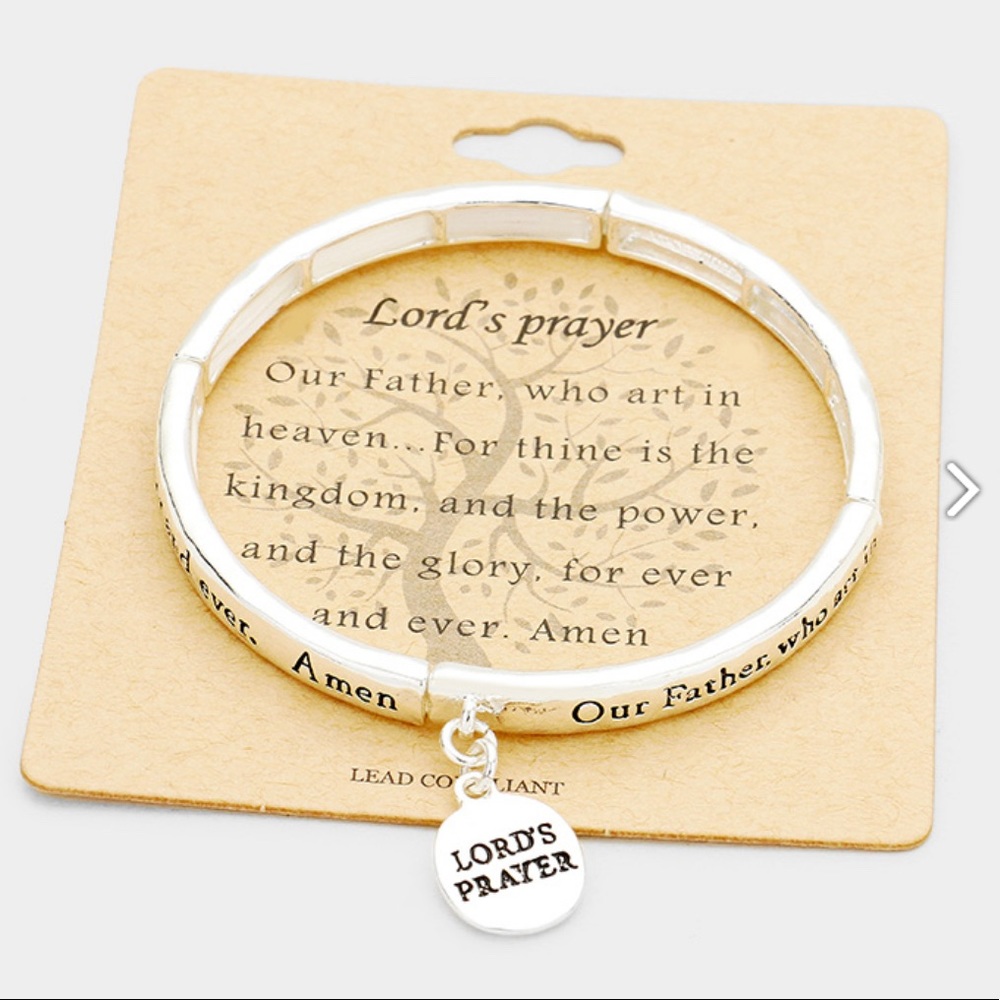Lord's Prayer Charm Stretch Bracelet